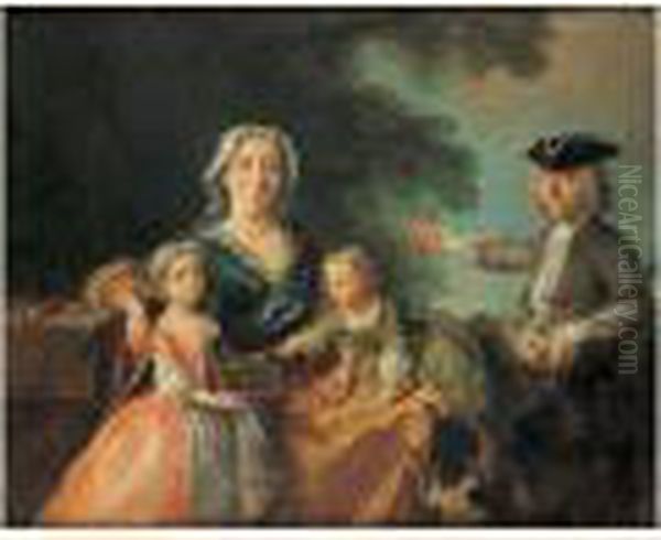 Portrait De Famille Sur Fond De Paysage Dit Portrait De La Famille Saint Martin - view 1