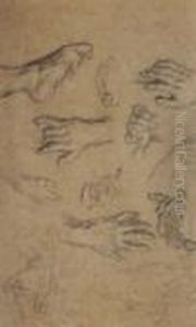 Sheet Of Studies Of Hands And A Foot