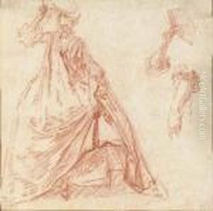 A Lady Holding A Fan, With Subsidiary Studies Of Her Arms