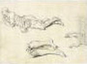 Study Of A Man Lying On The 
Ground, And Separate Studies Of His Legs And His Right And Left Arm