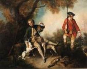 'la Halte De Chasseurs': A
Huntsman Holding A Gamebird And Restingby A Tree, His Servant And Hounds
Nearby by Nicolas Lancret