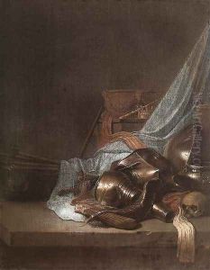Still-Life with Weapons and Banners 1636 by Willem De Poorter
