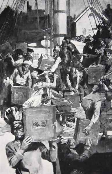 The Boston Tea Party, illustration from Harpers Magazine, 1901 - view 1