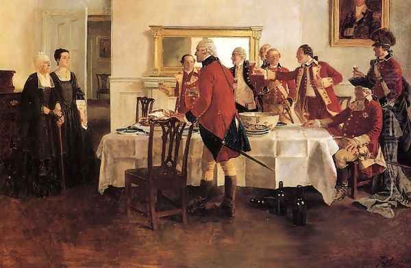 Red Coat Soldiers Toasting the Ladies of the House - view 1