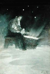 David Sat Down on the Wooden Bench and Took Up a Big Blue Star, from The Garden Behind the Moon by Howard Pyle, published 1895 by Howard Pyle
