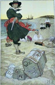 Pirate William Kidd burying treasure on Oak Island