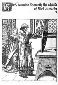 Sir Gawaine knoweth the shield of Sir Lancelot by Howard Pyle