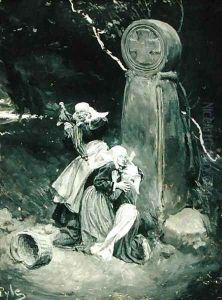 Breton Peasants at a Wayside Cross, from The Pardon of St. Anne dAuray by William Perry Northrup, published in Scribners Magazine, September 1901