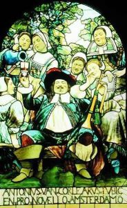 Anthony van Corlear, the Trumpeter of New Amsterdam, executed by Tiffany Studios, c.1896 by Howard Pyle