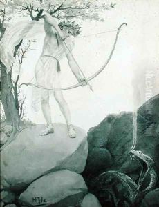 Fitting a Long Arrow to His Bow, He Sent It Directly Through the Foremost, 1884