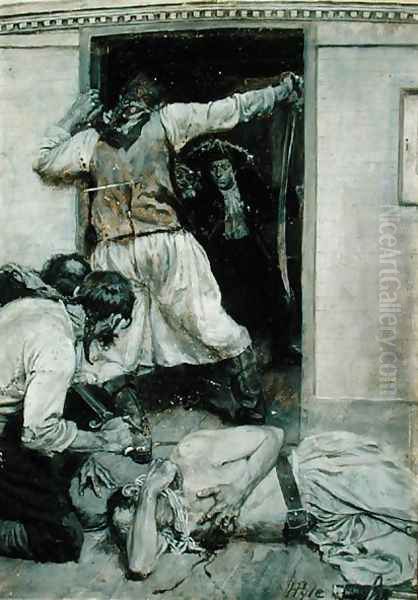 I Saw him Pass his Sword through the Mates Body, from Kidnapped, published in The Novels and Tales of Robert Louis Stevenson, 1895 - view 1