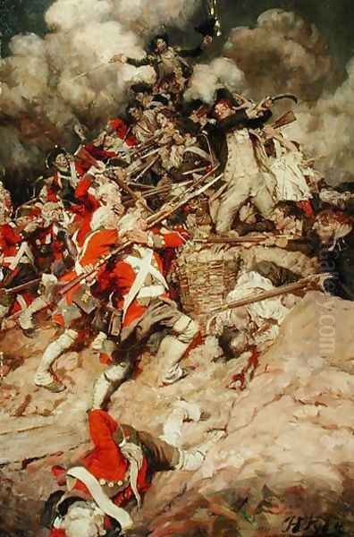 They Scrambled up the Parapet and Went Over the Top, Pell Mell, Upon the British, or The Battle of Yorktown, from Janice Meredith by Paul Leicester Ford 1865-1902, published 1899 - view 1