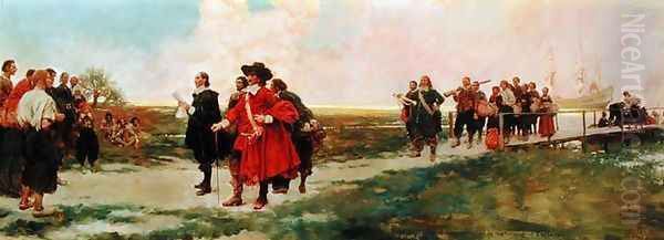 The Landing of Carteret in New Jersey by Howard Pyle