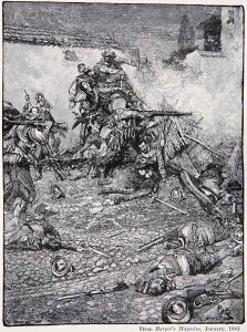 Drakes attack upon San Domingo, 1586, published in Harpers Magazine, 1883