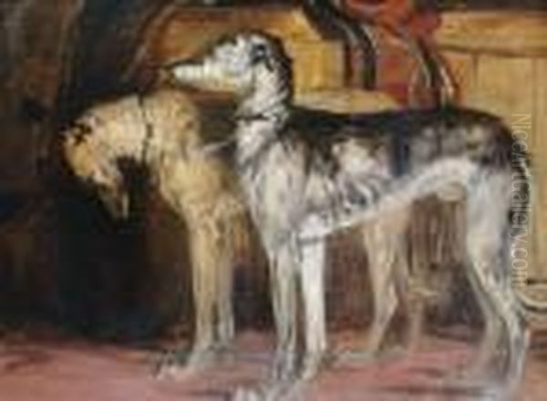 Study Of Two Deer Hounds - view 1