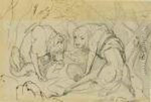 A Study For 'alpine Mastiffs Reanimating A Distressedtraveller' by Sir Edwin Henry Landseer