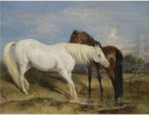 Portrait Of An Arab Mare With Her Foal by Sir Edwin Henry Landseer