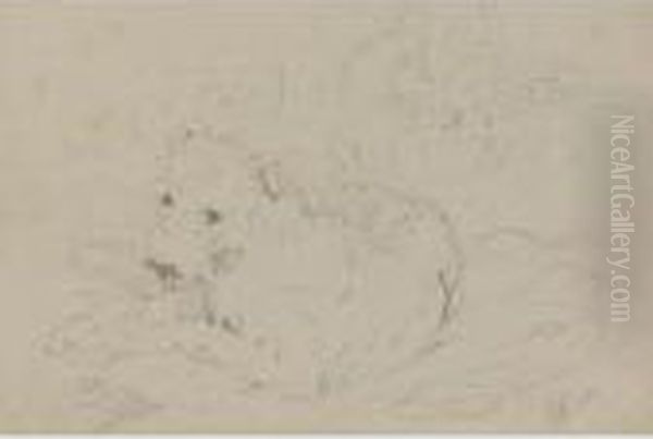 Study Of A Resting Terrier And Sheep - view 1