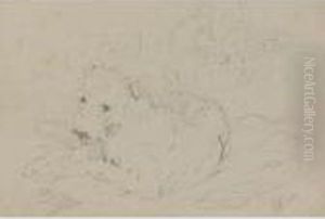 Study Of A Resting Terrier And Sheep