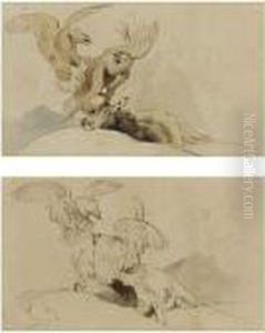 Studies Of Eagles Fighting Over A Dead Stag by Sir Edwin Henry Landseer