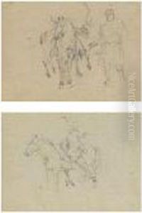 Two Studies Of A Pony Carrying A Dead Stag, One With Aghillie by Sir Edwin Henry Landseer