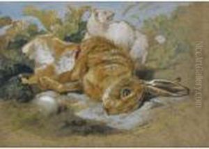 A Ferret And A Dead Hare by Sir Edwin Henry Landseer