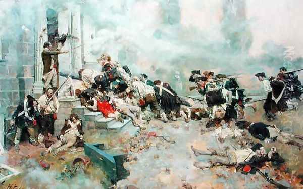 The Attack Upon the Chew House, from The Story of the Revolution by Henry Cabot Lodge 1850-1924, published in Scribners Magazine, June 1898 - view 1