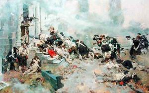 The Attack Upon the Chew House, from The Story of the Revolution by Henry Cabot Lodge 1850-1924, published in Scribners Magazine, June 1898