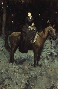 She Drew Bridle, Listening - There was No Sound, from Special Messenger by Robert W. Chambers, published in Harpers Monthly Magazine, February 1905