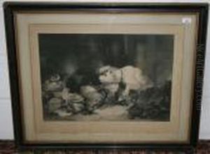 Dog And Cat Fighting Over Dead Game by Sir Edwin Henry Landseer