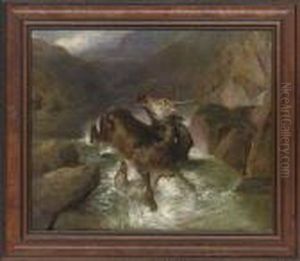 Deer And Deerhounds In A Mountain Torrent by Sir Edwin Henry Landseer