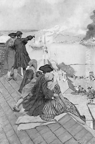 Watching the Fight at Bunkers Hill, published in Harpers Magazine, October 1901 - view 1