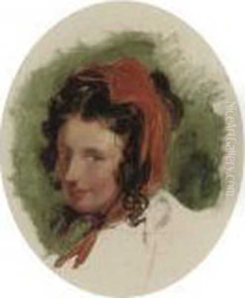 Head Study Of A Woman In A Red Head-scarf - view 1