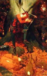 Edric the Singer, from Edric and Sylvaine by Brian Hooker, published in Harpers Monthly Magazine, August 1908 by Howard Pyle