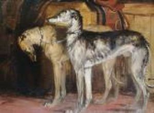 Study Of Two Deer Houndsbears by Sir Edwin Henry Landseer