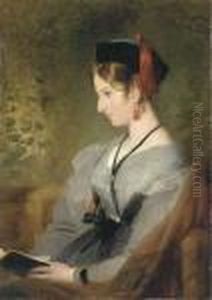 Portrait Of Elizabeth Wells, 
Later Lady Dyke, Three-quarter-length,seated In A Grey Dress, Holding A 
Book