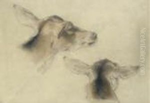 Study Of Deer's Heads by Sir Edwin Henry Landseer