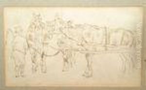 Cart Horse And Ostler by Sir Edwin Henry Landseer