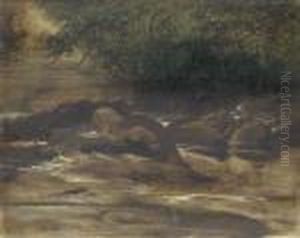 A River Scene, With An Otter Eating A Fish, A Sketch