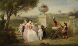 L'heureuse Famille Et Le Singesavant by Francois Louis Lanfant de Metz
