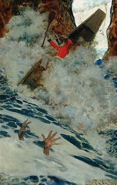 The Boat and I Went by him with a Rush, from Sinbad on Burrator, by Arthur Quiller-Couch 1863-1944, published in Scribners Magazine, August 1902 - view 1