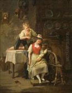 Dos Ninos En Un Interior by Francois Louis Lanfant de Metz
