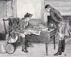 Hale receiving instructions from Washington by Howard Pyle