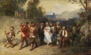 Hochzeitsgesellschaft In Einem
Boot - Brautzug Mit Musikanten. by Francois Louis Lanfant de Metz