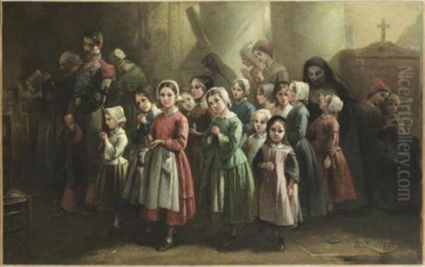Groupe De Fillettes A L'eglise - view 1