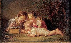 Enfants Ecoutant De La Musique by Francois Louis Lanfant de Metz