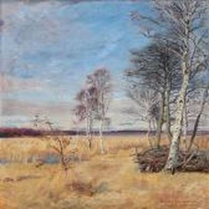 Birches Near A Lake by Olaf Viggo Peter Langer