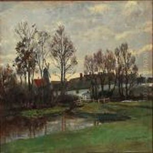 Quiet Evening In A Village by Olaf Viggo Peter Langer