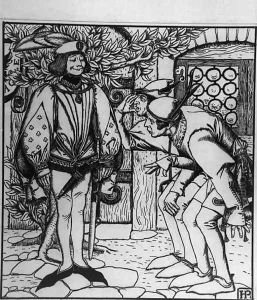 Peterkins brothers marvel at the fine clothes that the hare gave him by Howard Pyle