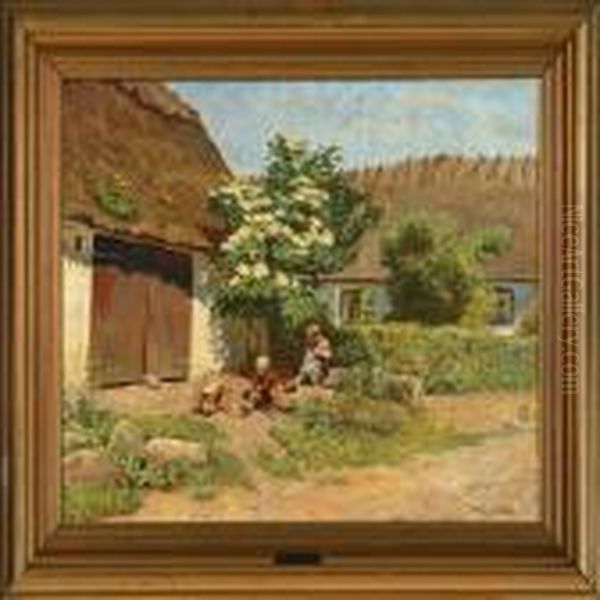 Two Children Playing In A Yard - view 1